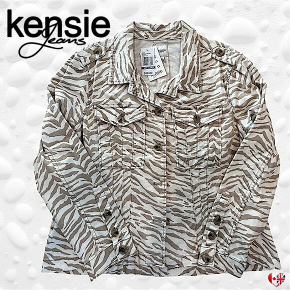 Kenzie Pebble Zebra Stretch Jacket S: XL NWT - Picture 1 of 12